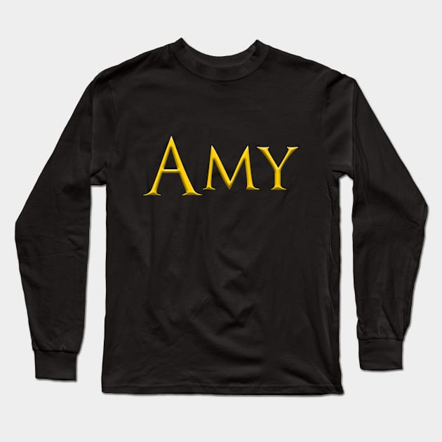 Amy Woman Name Gold On Dark Long Sleeve T-Shirt by funfun